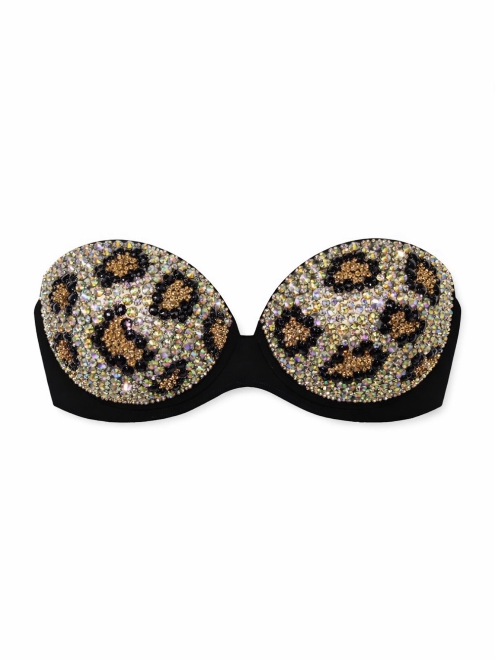 32A Leopard Print Design Rhinestone Glam Bling Bra Top